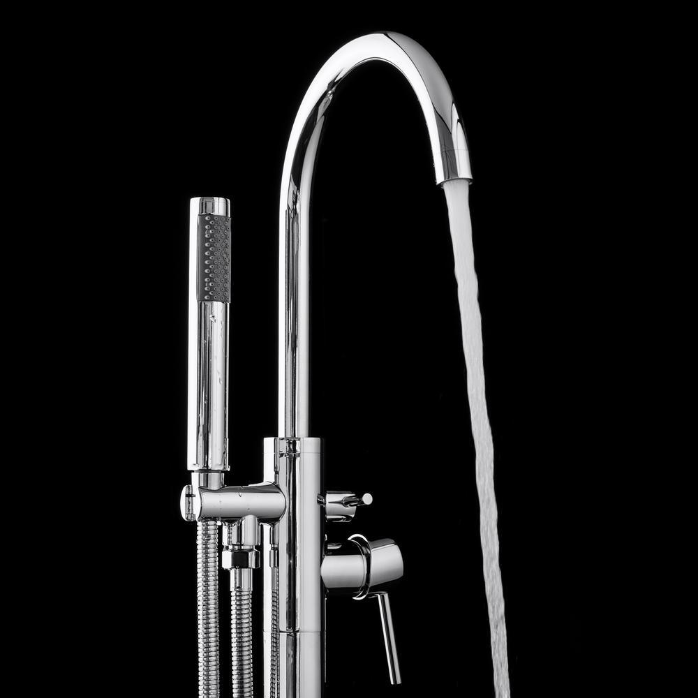 67 in. Fiberglass White Acrylic Tub for Bathtub with Tub Filler Combo - Modern Flat Bottom Stand Alone Tub - Super Arbor