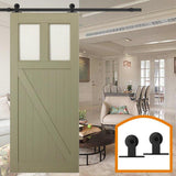 9 ft. /108 in. Top Mount Sliding Barn Door Hardware Track Kit for Single Door with Non-Routed Floor Guide Frosted Black - Super Arbor
