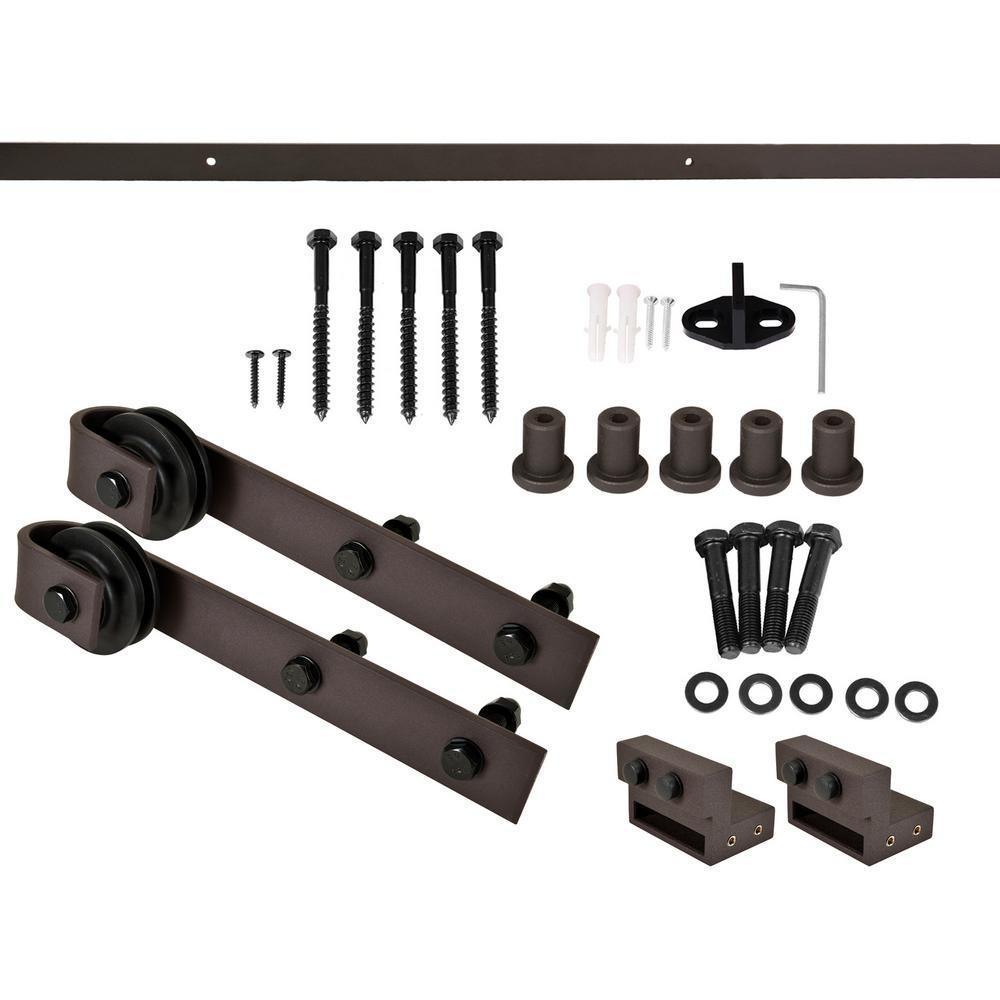 30 in. x 84 in. Z Series White Knotty Pine Wood Interior Sliding Barn Door with Hardware Kit - Super Arbor
