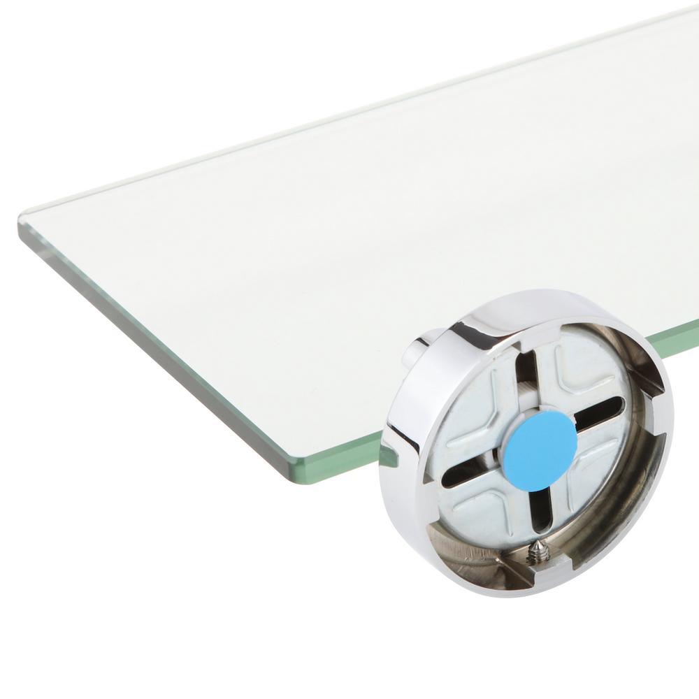 Pendle 5.28 in. L x 2.12 in. H x 24.30 in. W Wall-Mounted Opaque Glass Bathroom Shelf with Flexi-Fix in Chrome - Super Arbor