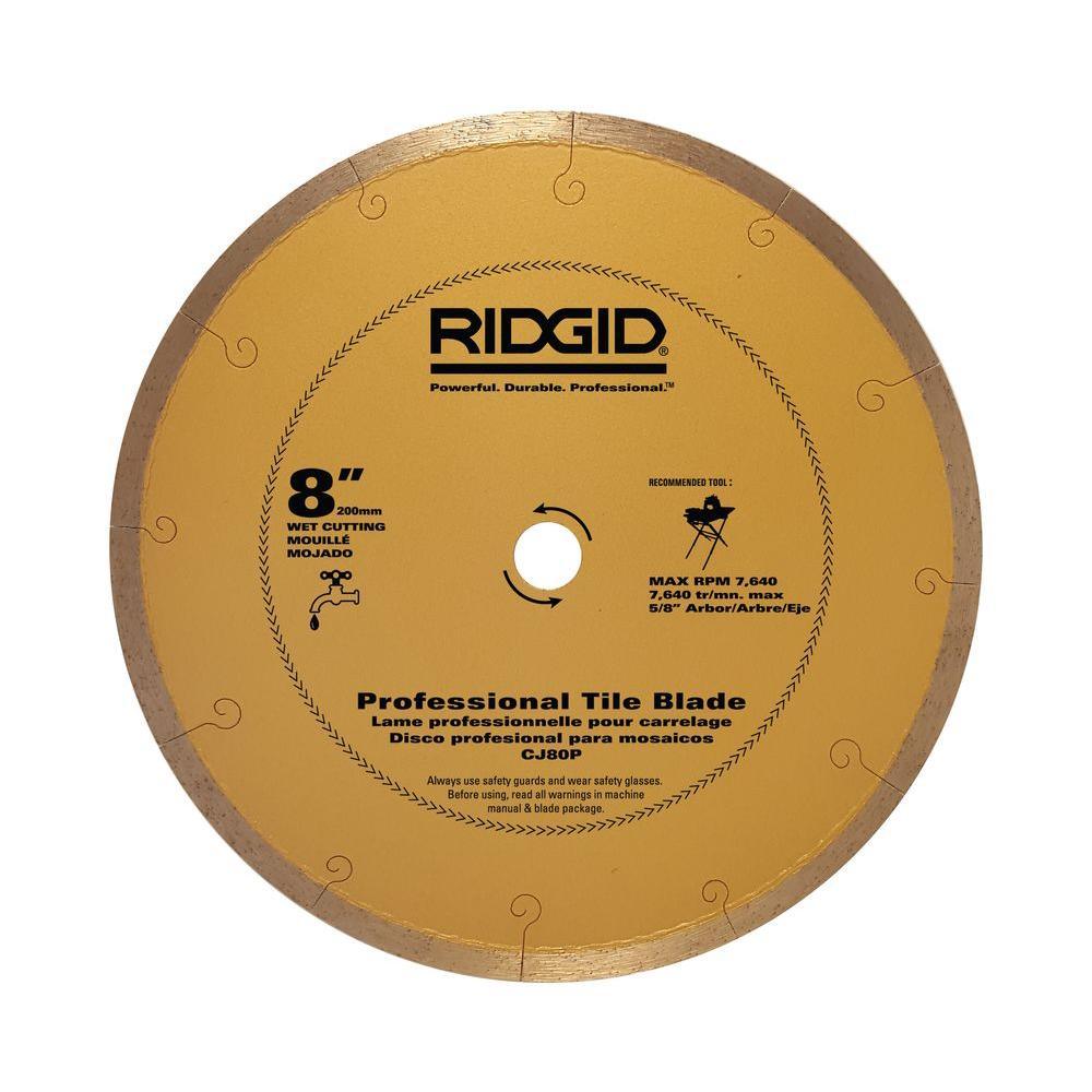 RIDGID 8 in. Premium Tile Diamond Blade, Continuous Rim, 5/8 in. Arbor