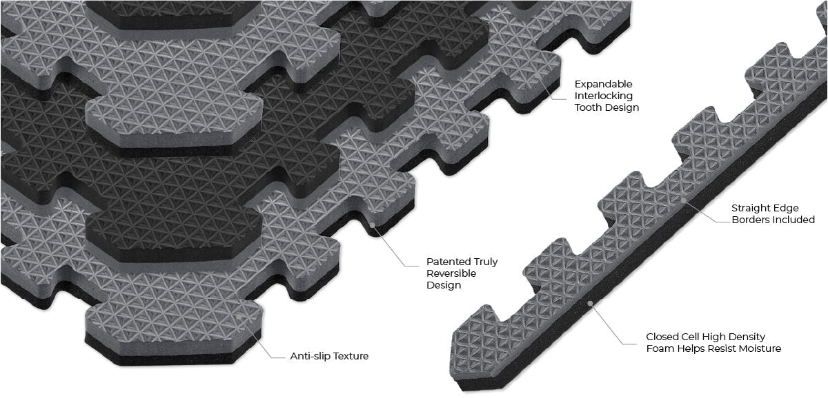 Norsk Dazzling Blue/Black 24 in. x 24 in. EVA Foam Truly Reversible Sport MMA Interlocking Tile (36-Tile)