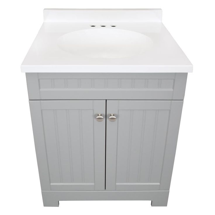 Style Selections Ellenbee 24-in Gray Single Sink Bathroom Vanity with White Cultured Marble Top