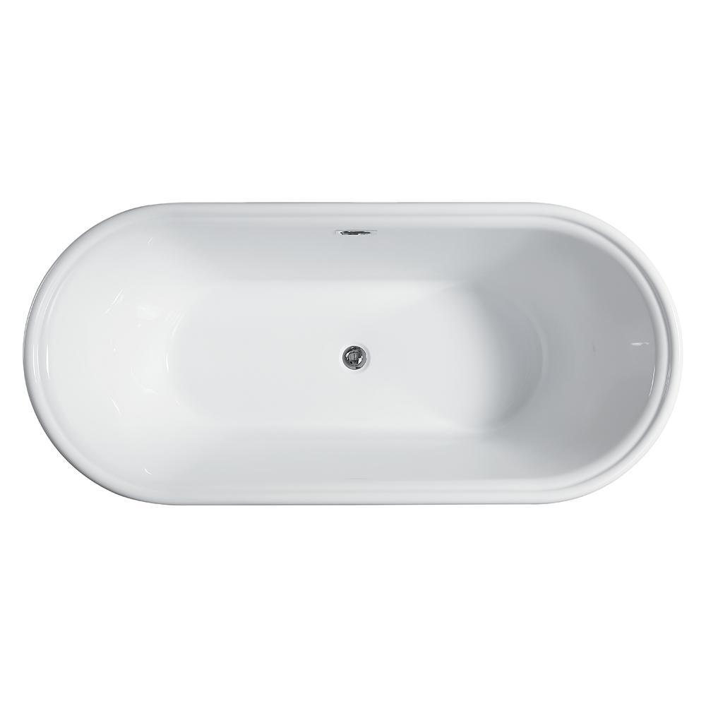 Versailles 59 in. Acrylic Flatbottom Freestanding Bathtub in White - Super Arbor