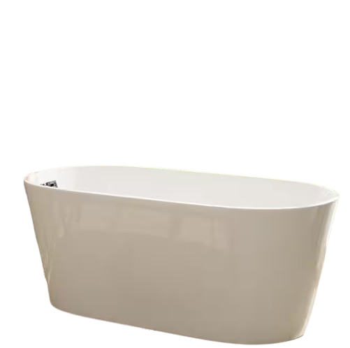 59 in. x 27.6 in. Soaking Bathtub with Side Drain in White/Matte Black
