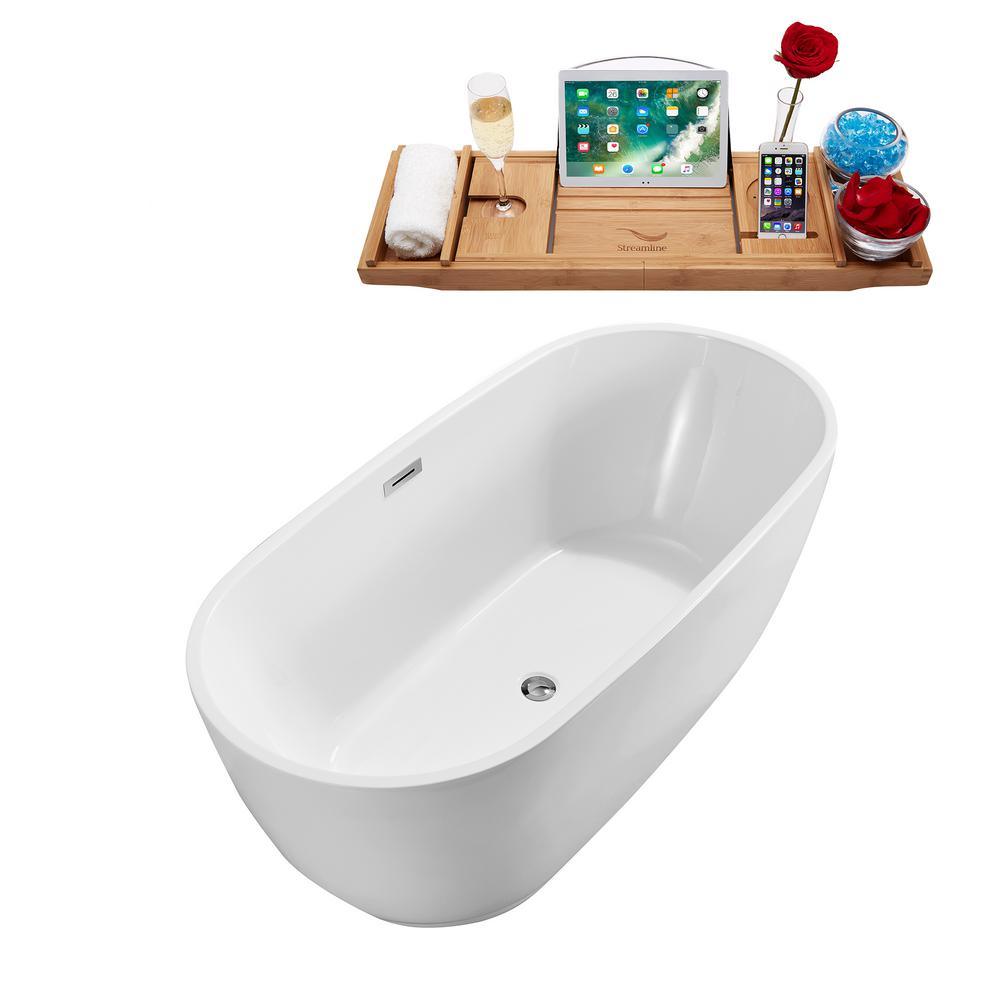 70.9 in. Acrylic Flatbottom Non-Whirlpool Bathtub in White - Super Arbor