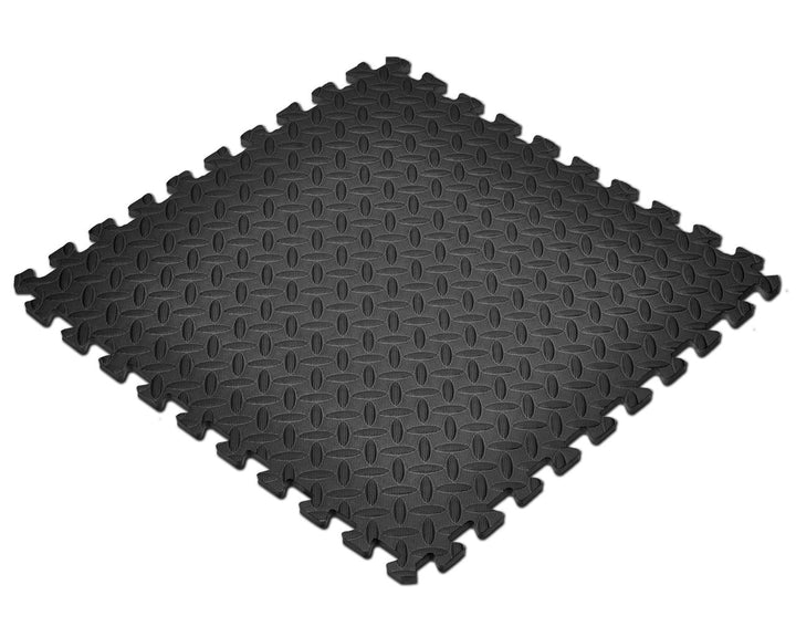 Norsk Black 24 in. x 24 in. EVA Foam Solid Color Diamond Plate Interlocking Tile (54-Tile)