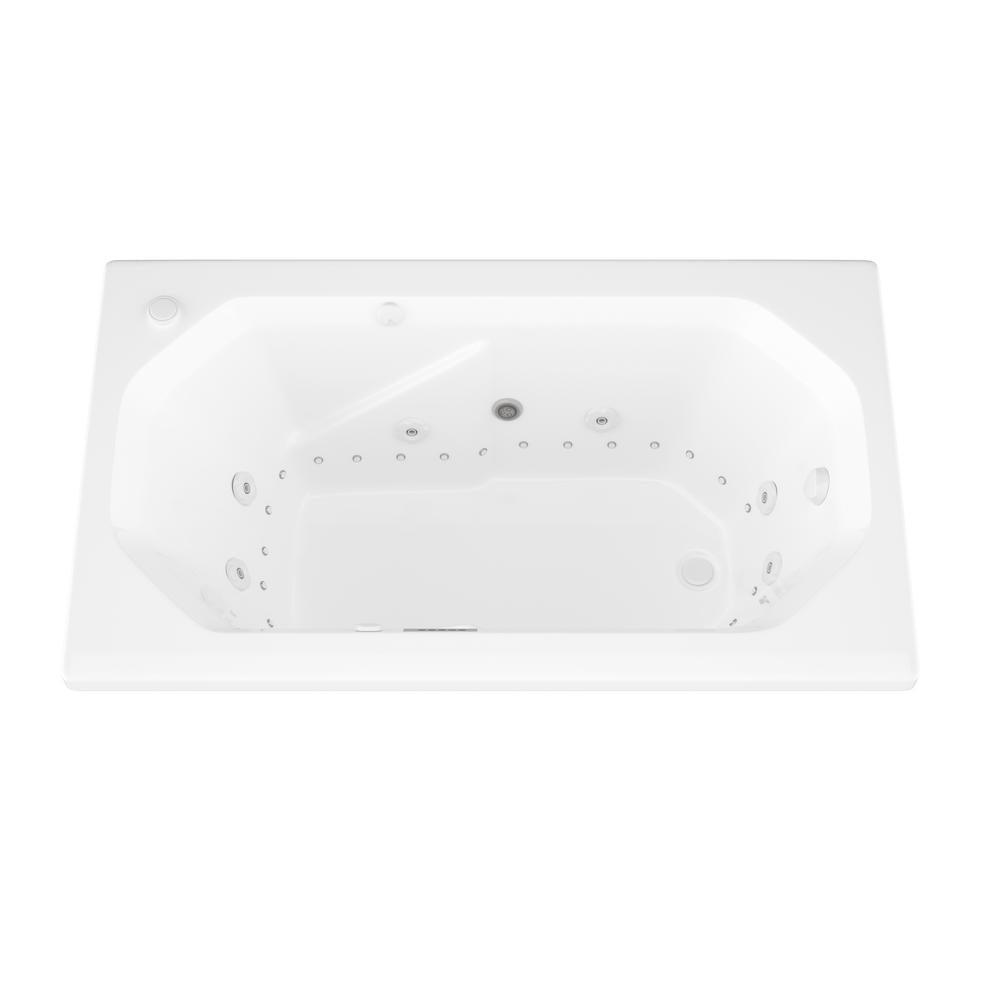 Onyx Diamond Series 5 ft. Right Drain Rectangular Drop-in Whirlpool and Air Bath Tub in White - Super Arbor