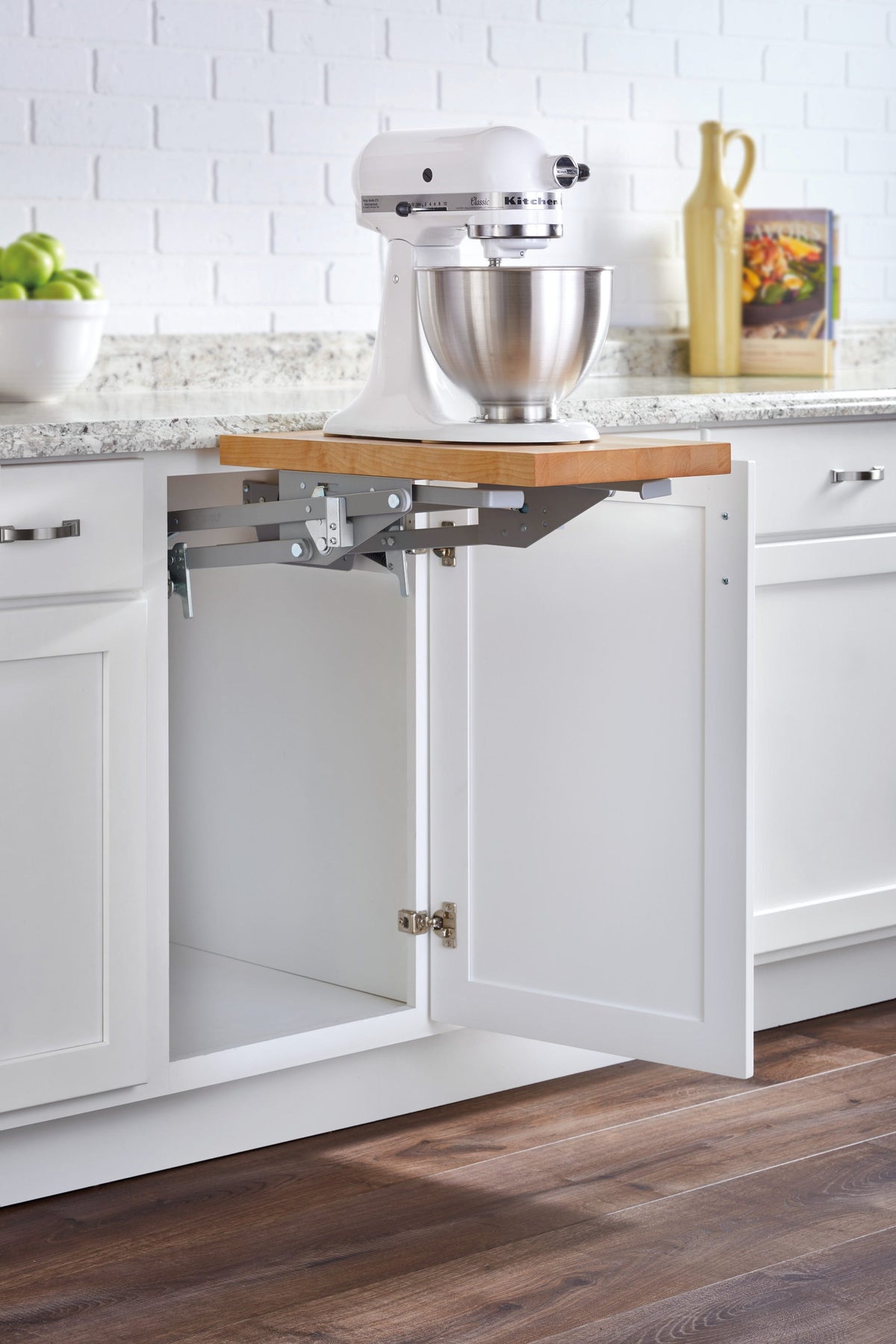 Rev-A-Shelf ML Series Heavy-Duty Mixer Lift with Soft-Close, 11-3/4 in W x 20 in D Maple Shelf