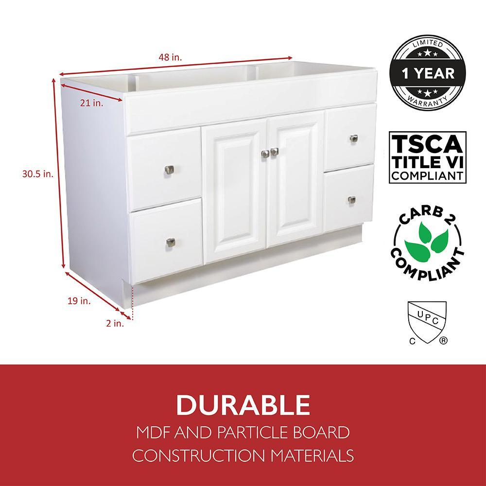 Wyndham 48 in. W x 21 in. H Bathroom Vanity Cabinet Only in White Semi-Gloss