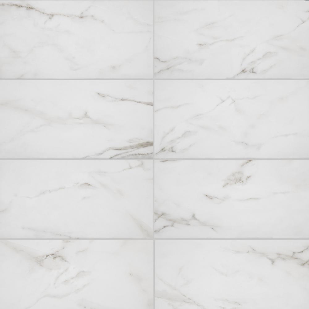 Michelangelo Calacatta Rectified 12 in. x 24 in. Porcelain Floor and Wall Tile (425.6 sq. ft. / pallet) - Super Arbor