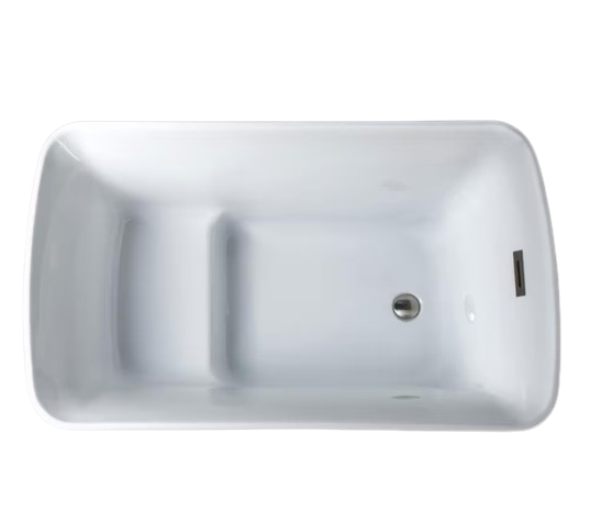 Cube 48 in. x 27.5 in. Acrylic Flat Bottom Soaking Bathtub with Reversible Drain in White with Brushed Nickel