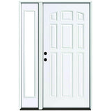 53 in. x 80 in. 9-Panel Primed White Right-Hand Steel Prehung Front Door with 14 in. Clear Glass Sidelite 4 in. Wall - Super Arbor