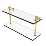 Foxtrot 16 in. L x 8 in. H x 5 in. W 2-Tier Clear Glass Bathroom Shelf in Antique Bronze - Super Arbor