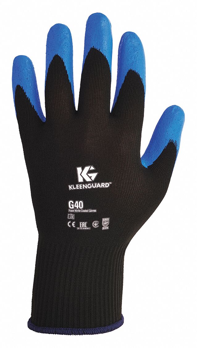 KLEENGUARD G40 Foam Nitrile Coated Gloves, Size L, 12 Pack