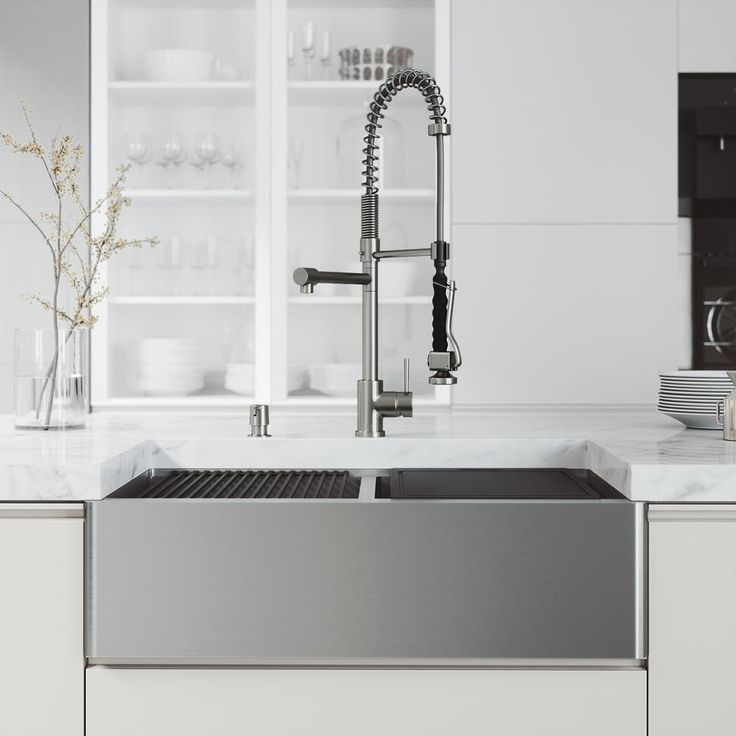 All-in-One Flat Farmhouse Apron Oxford Stainless Steel 33 in. Double-Bowl Kitchen Sink Workstation with Zurich Faucet