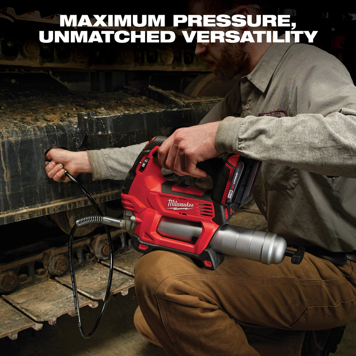 Milwaukee M18 18-Volt Lithium-Ion Cordless 2-Speed Grease Gun with M18 5.0Ah Battery, 48 in. Hose