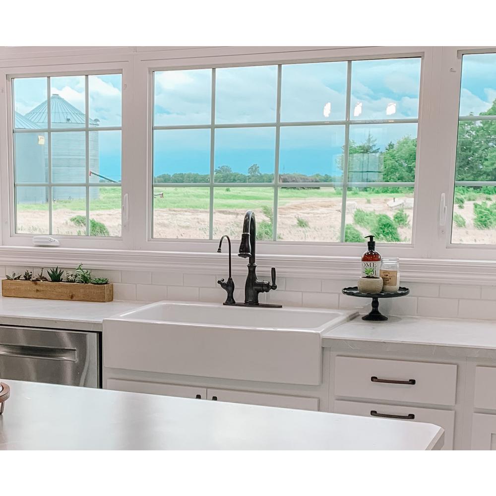 Josephine Quick-Fit Drop-in Farmhouse Fireclay 33.85 in. 3-Hole Single Bowl Kitchen Sink in Crisp White - Super Arbor