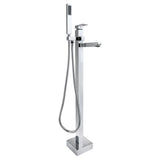1-Handle Freestanding Floor Mount Roman Tub Faucet Bathtub Filler with Hand Shower in Chrome