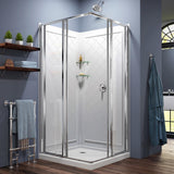 Cornerview 36x36x76.75 in. Framed Corner Sliding Shower Enclosure in Chrome with Acrylic Base and Back Walls Kit - Super Arbor