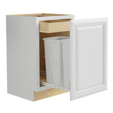 Brookfield Assembled 18x34.5x24 in. Plywood Mitered Double Wastebasket Base Kitchen Cabinet in Painted Pacific White