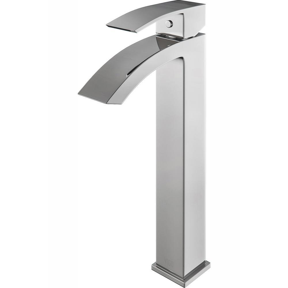 Single Hole Single-Handle Vessel Bathroom Faucet in Brushed Nickel - Super Arbor