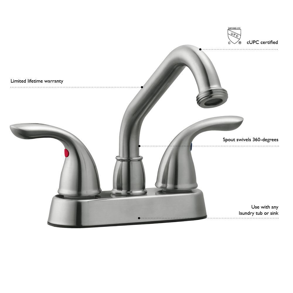 Ashland 2-Handle Utility Faucet in Satin Nickel - Super Arbor