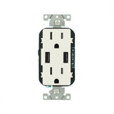 3.6A USB Dual Type A In-Wall Charger with 15 Amp Tamper-Resistant Outlets, White - Super Arbor
