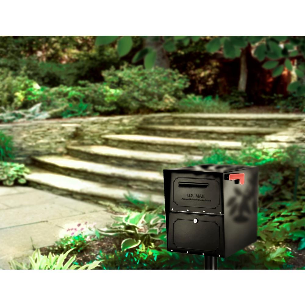 Oasis Classic Locking Post Mount Parcel Mailbox with High Security Reinforced Lock, Black - Super Arbor