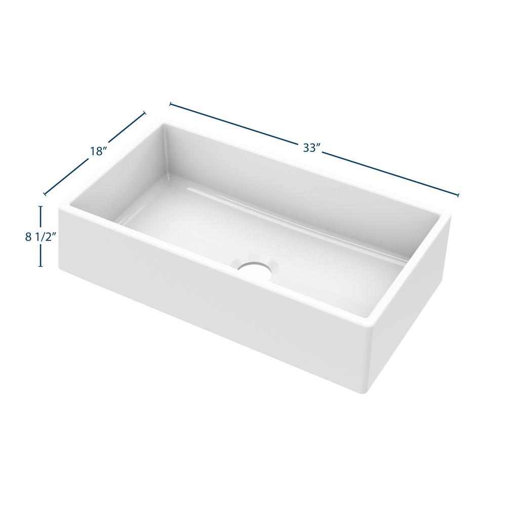 Fireclay 33 in. Single Bowl Apron-Front Farmhouse Kitchen Sink - Super Arbor