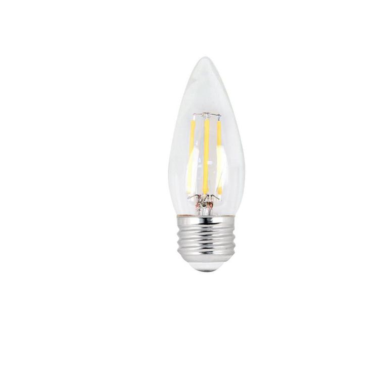 Feit Electric 60W Equivalent B10 Candelabra Dimmable Filament CEC Title 20 Clear Glass Chandelier LED Light Bulb, Daylight (2-Pack)