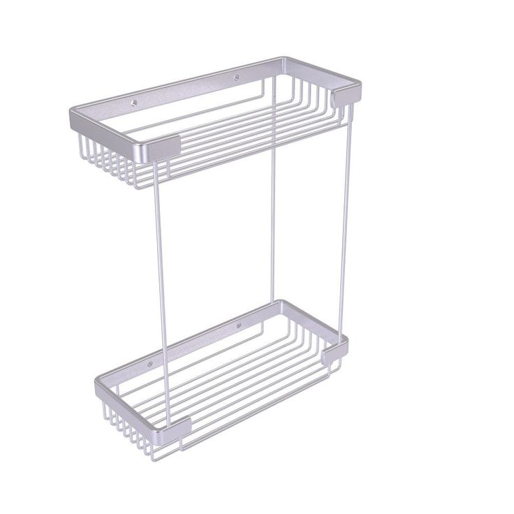 Allied Brass Double Tier Rectangular Toiletry Shower Basket in Satin Chrome