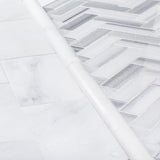Jeffrey Court Zebra Plains Gray Herringbone 11 in. x 12.75 in. x 10 mm Polished Marble Mosaic Wall/Floor Tile