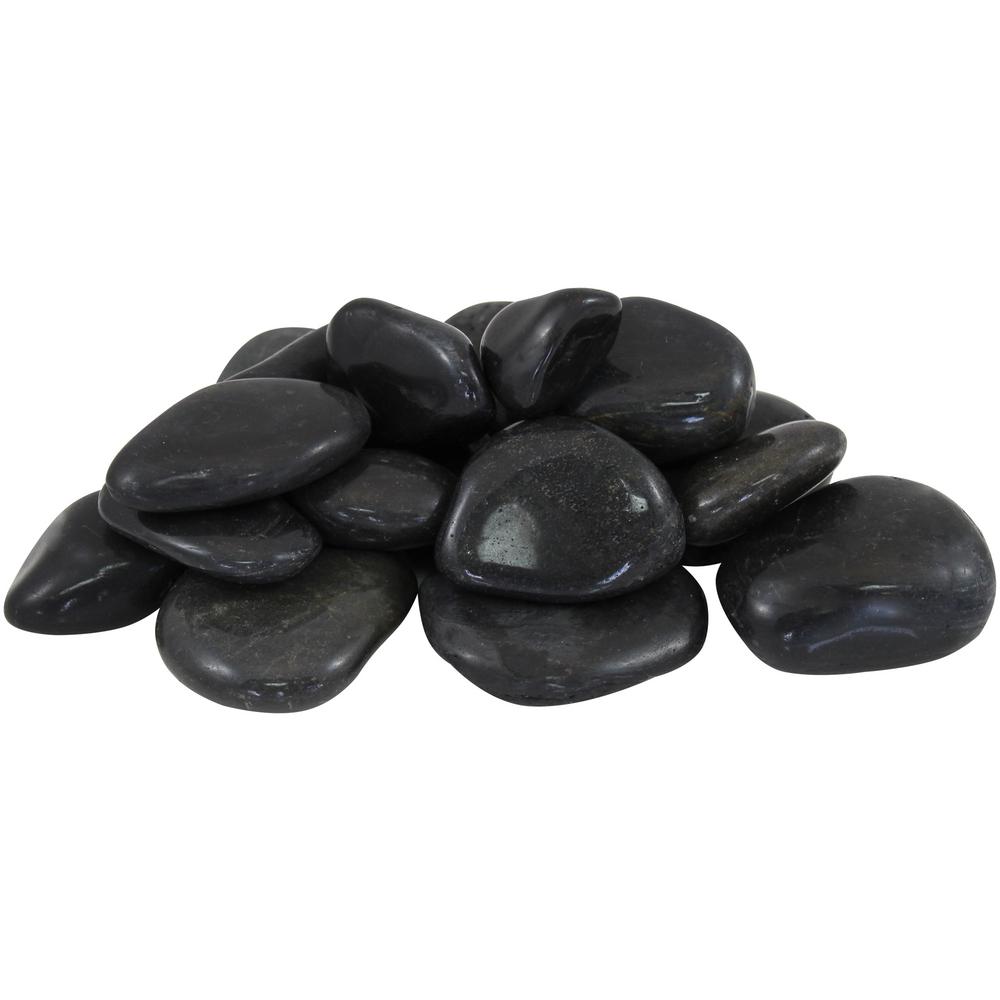 Rain Forest 0.4 cu. ft. 2 in. to 3 in., 30 lbs. Black Super Polished Pebbles - Super Arbor