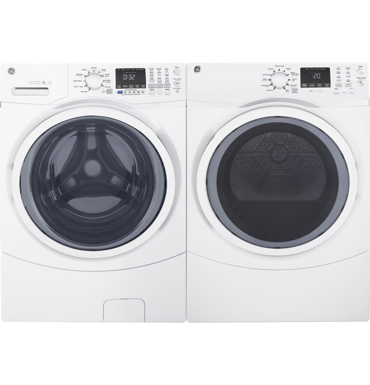 GE 7.5-cu ft Reversible Side Swing Door Stackable Gas Dryer, White, ENERGY STAR (GFD45GSSMWW)
