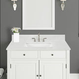 43 in. W x 22 in. D x 0.75 in. H Quartz Vanity Top in Carrara White with White Basin - Super Arbor