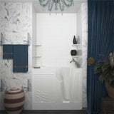 Rampart 3.9 ft. Walk-in Whirlpool and Air Bathtub with 4 in. Tile Easy Up Adhesive Wall Surround in White - Super Arbor