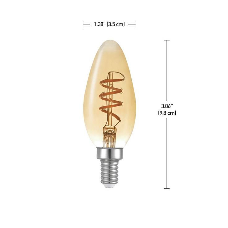 Globe Electric 40-Watt Equivalent Soft White (2000K) Vintage Edison B10 Candelabra Amber Glass Dimmable LED Light Bulb (12-Pack)