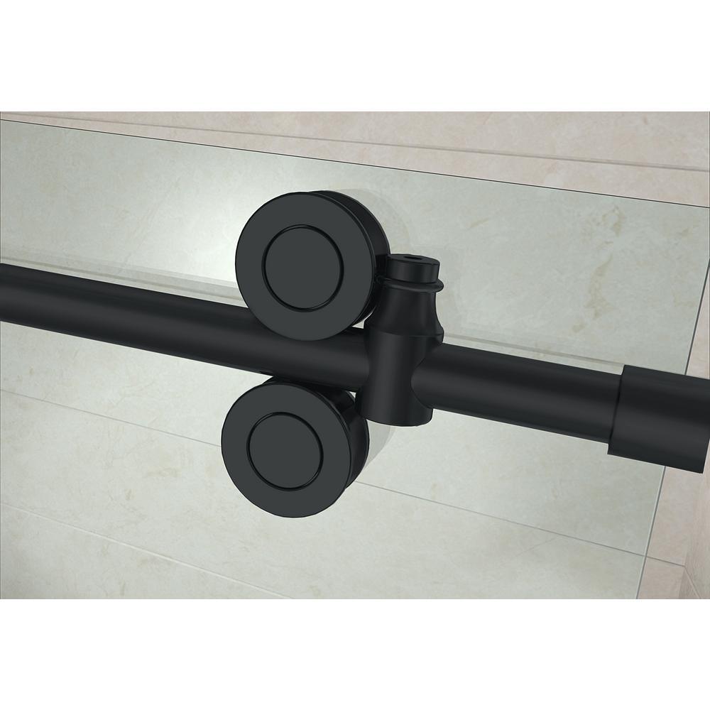 Langham 56 in. to 60 in. x 60 in. Frameless Sliding Tub Door in Matte Black - Super Arbor