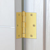 3-1/2 in. Square Corner Satin Brass Door Hinge Value Pack (10 per Pack) - Super Arbor