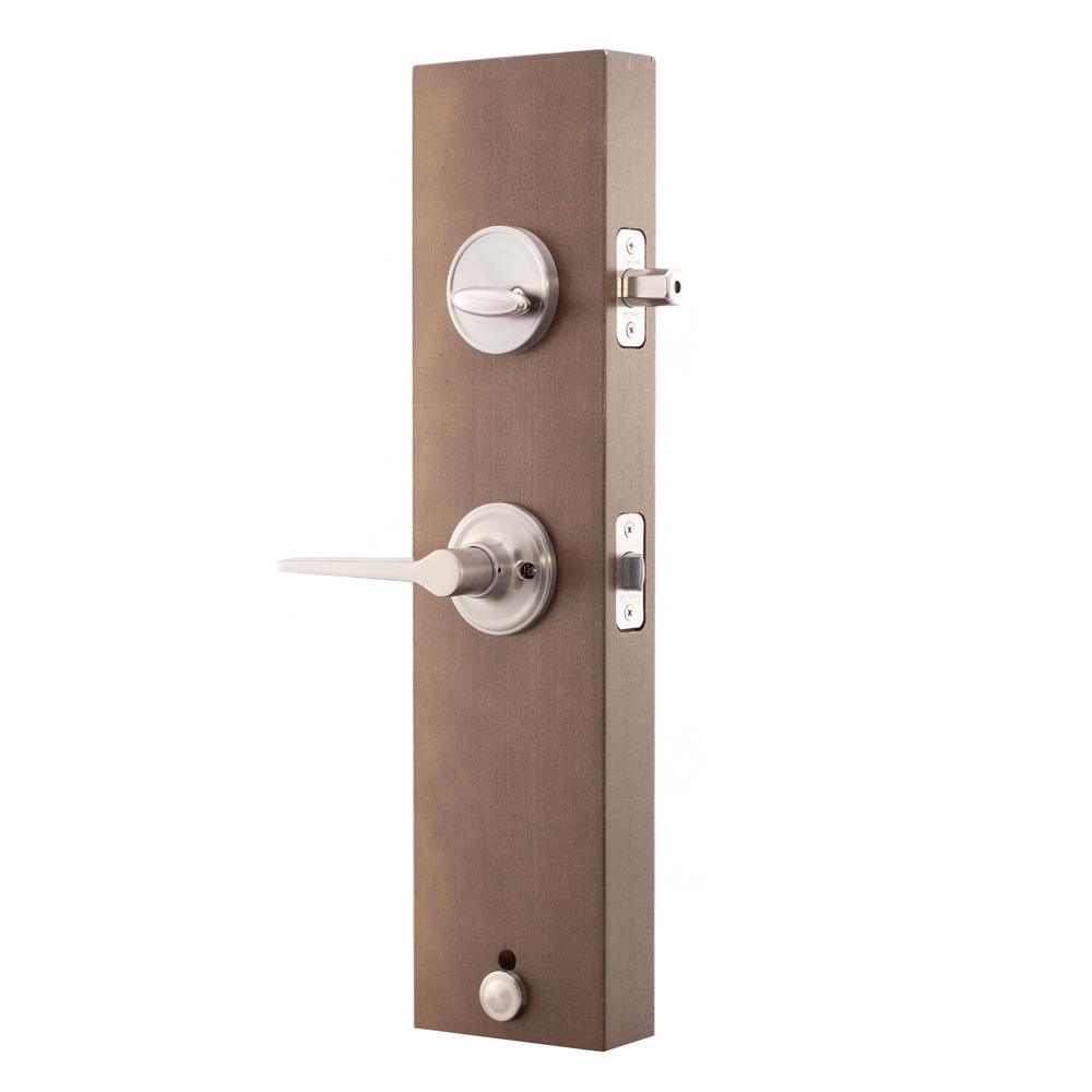Craftsman Satin Stainless Door Handleset with Contemporary Lever Trim - Super Arbor