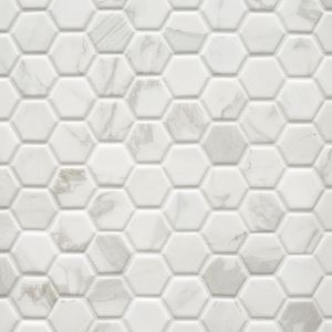 San Giorgio Marble Art 1.5-in Hexagon Ceramic Mosaic Tile - 12 x 12, High Gloss