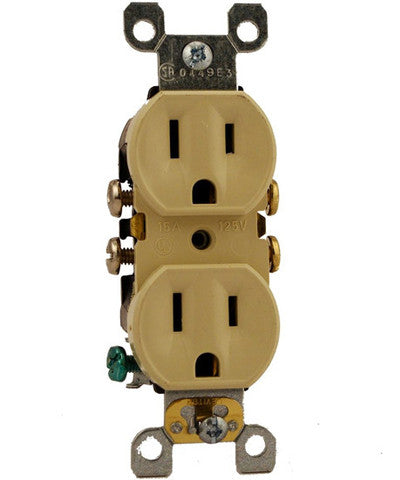 Leviton 15 Amp Residential Grade Grounding Duplex Outlet, Ivory (10-Pack)