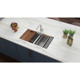 Tight Radius Undermount 16-Gauge Stainless Steel 33 in. Double Bowl 50/50 Ledge Workstation Kitchen Sink - Super Arbor