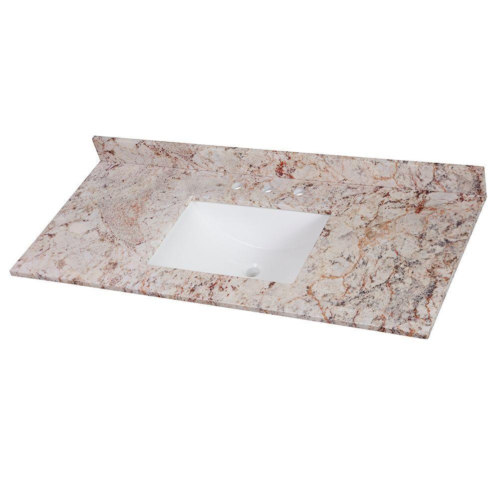 37 in. W x 22 in. D Stone Effects Vanity Top in Cold Fusion with White Sink - Super Arbor