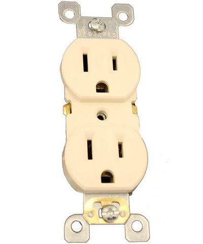 Leviton 15 Amp Residential Grade Grounding Duplex Outlet, Ivory (10-Pack)