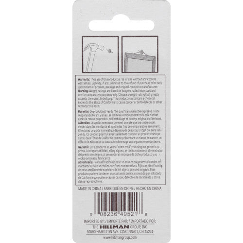 Hillman Brass-Plated Quick Hangers, 60 lb Capacity, 3-Pack