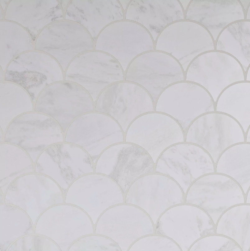 Sahara Carrara 2.5 in. Fan Honed Marble Mosaic