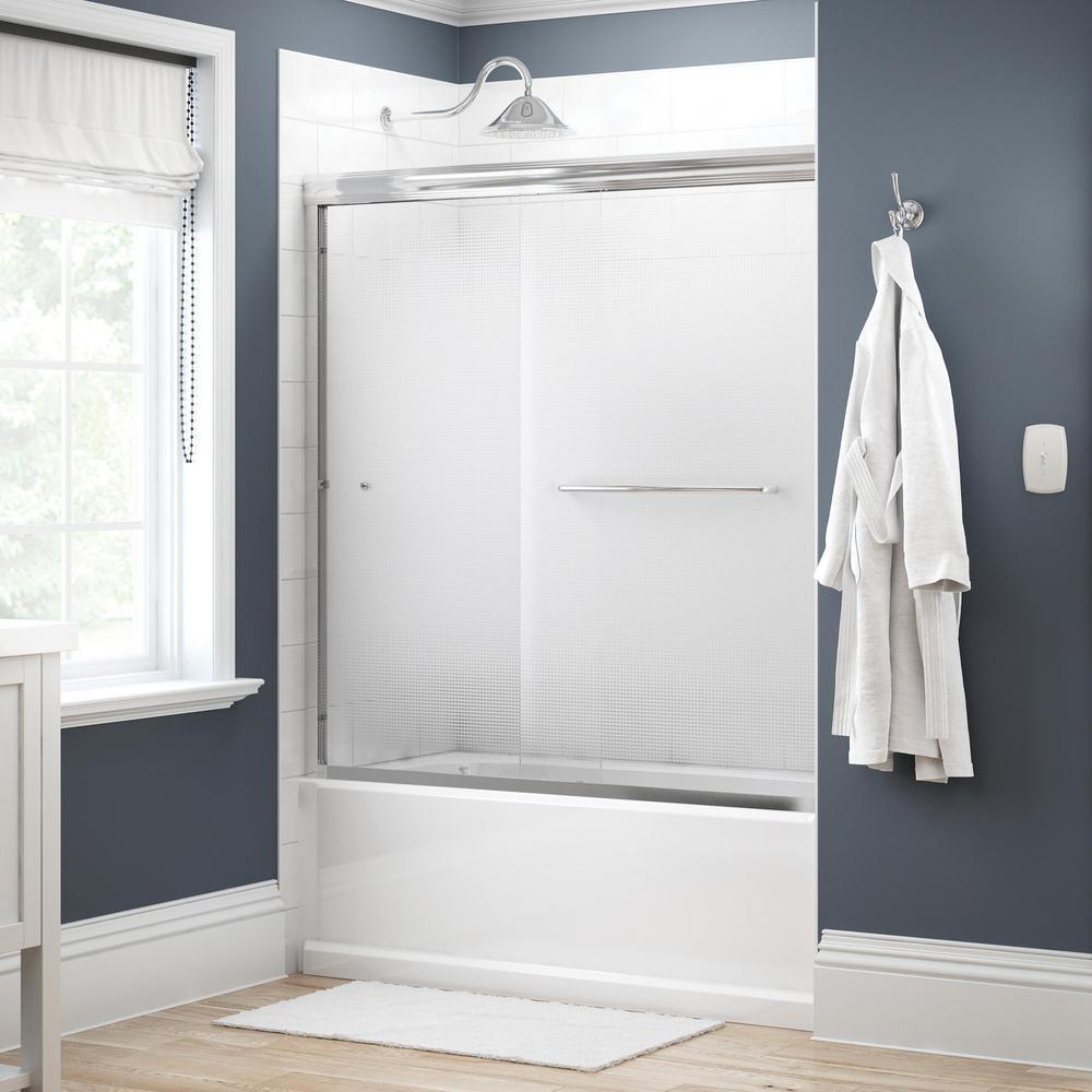 Simplicity 60 in. x 58-1/8 in. Semi-Frameless Traditional Sliding Bathtub Door in Bronze with Clear Glass - Super Arbor