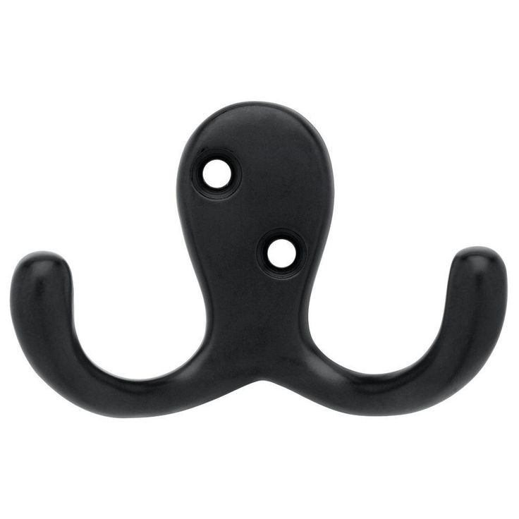 1-13/16 in. Matte Black Double Wall Hook (4-Pack)